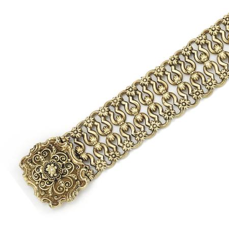 Appraisal: Antique Wide Silver Gilt Bracelet Estimate -