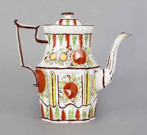 Appraisal: English pearlware Kings rose coffee pot early th c h