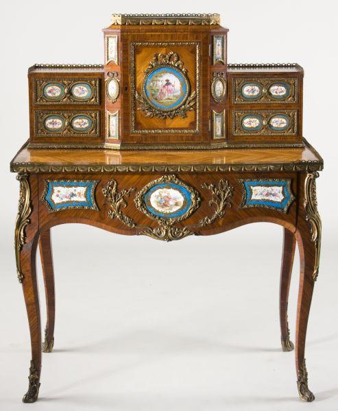 Appraisal: Belle Epoque French Escritoire Louis XV style mahogany with ormolu