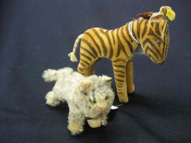 Appraisal: Steiff Animals Zebra and small tabby cat zebra is -