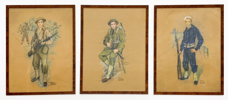 Appraisal: Francis Vandeveer KughlerAmerican - Portraits of Soldierspastel on papersight x