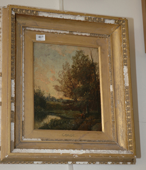 Appraisal: AFTER COROT TH CENTURY Figures in a Landscape Oil on