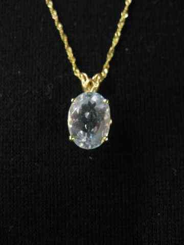 Appraisal: Aquamarine Pendant with Chain fine caratoval gem in k setting