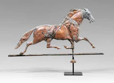 Appraisal: Molded copper horse weathervane running horse with cast zinc head