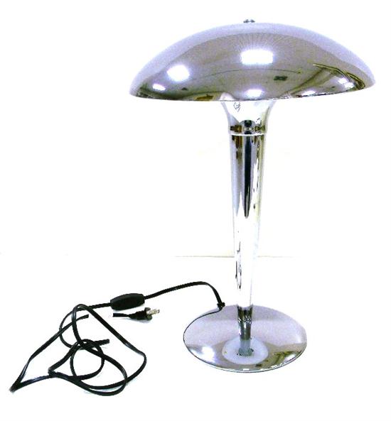 Appraisal: Modern design chrome table lamp two bulb mushroom cloud shape