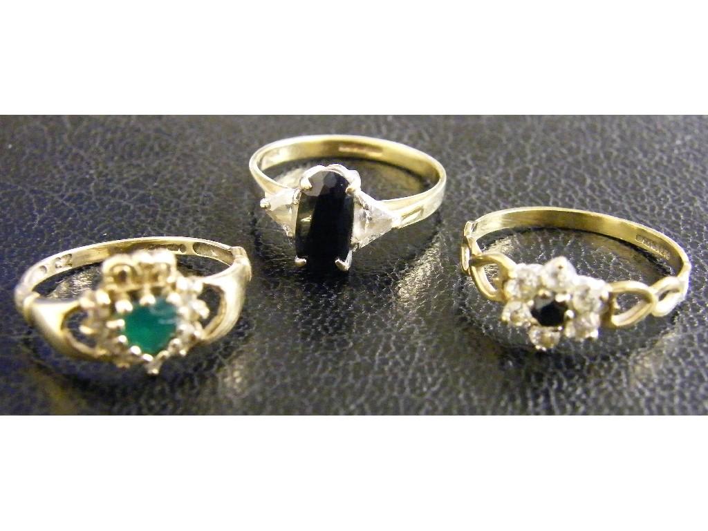 Appraisal: Three ct stone set rings grams