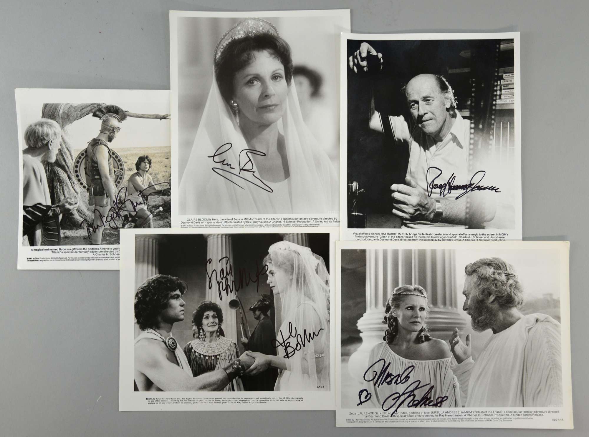 Appraisal: The Clash of the Titans Five signed promotional x photographs