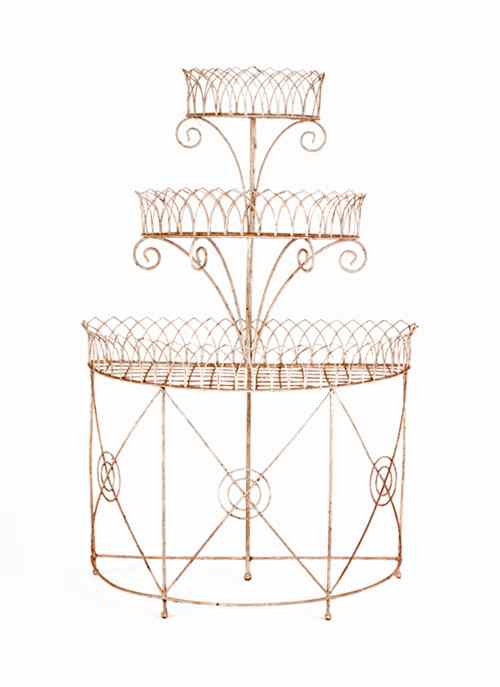 Appraisal: Victorian wire three-tier plant stand th c h w