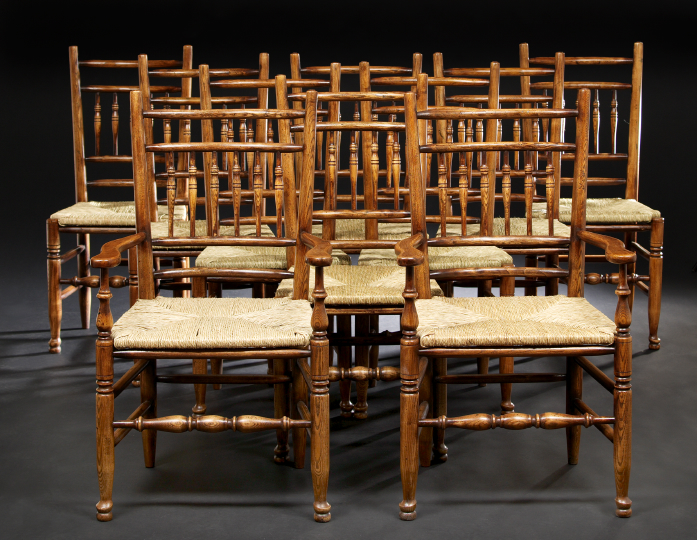 Appraisal: Suite of Ten Country English Oak Sidechairs each with a