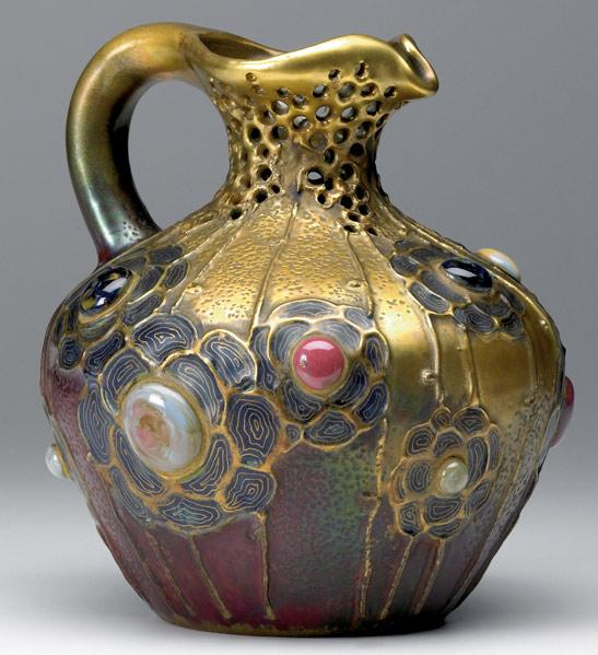 Appraisal: AMPHORA Gres Bijou ewer Stamped AMPHORA AUSTRIA and crown x