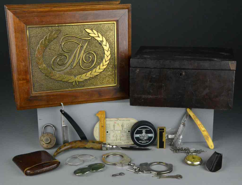 Appraisal: Antique Gentlemen's LotTo include two wooden boxes and two banks