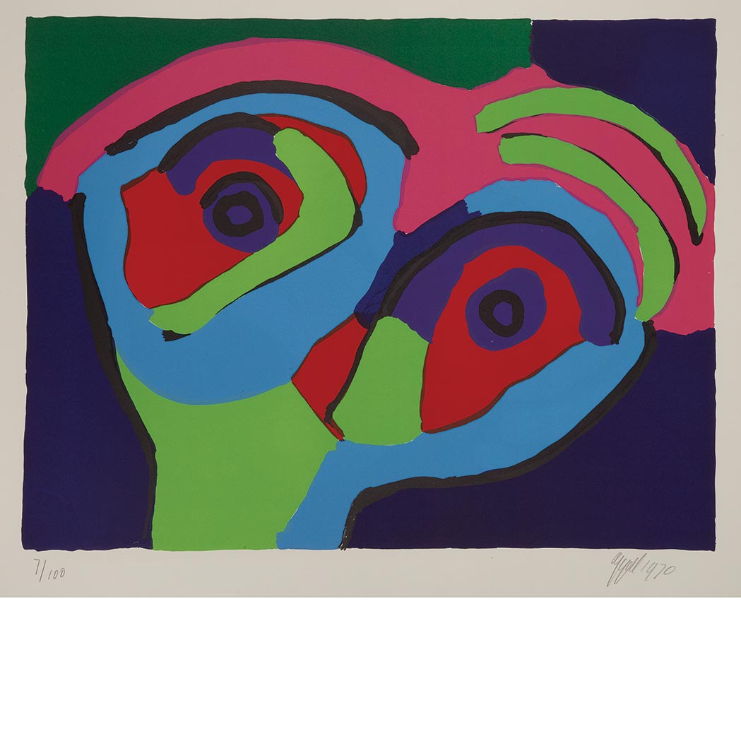 Appraisal: Karel Appel - HEAD IN PROFILE YELLOW FACE FLOWER HEAD