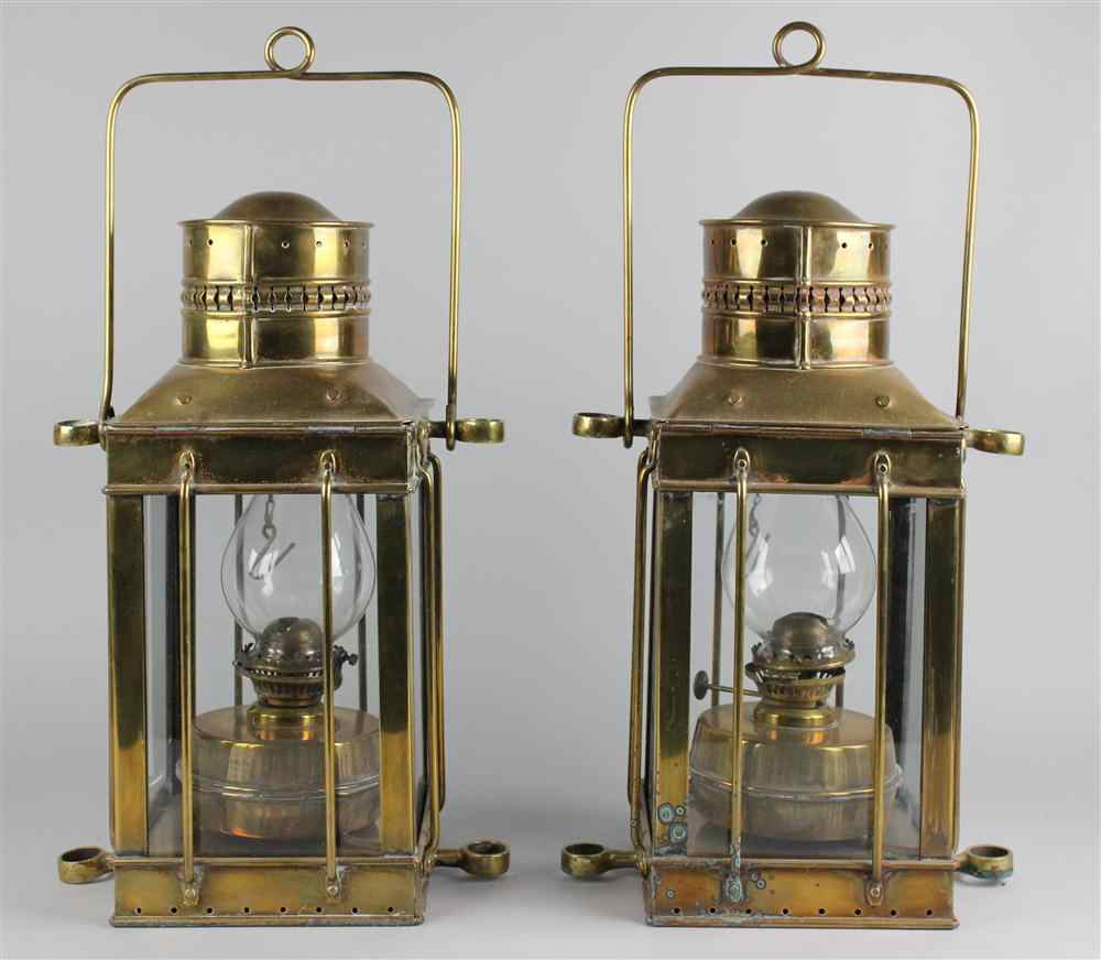 Appraisal: TWO DAVEY CO BRASS LANTERNS with applied labels 'DAVEY Co