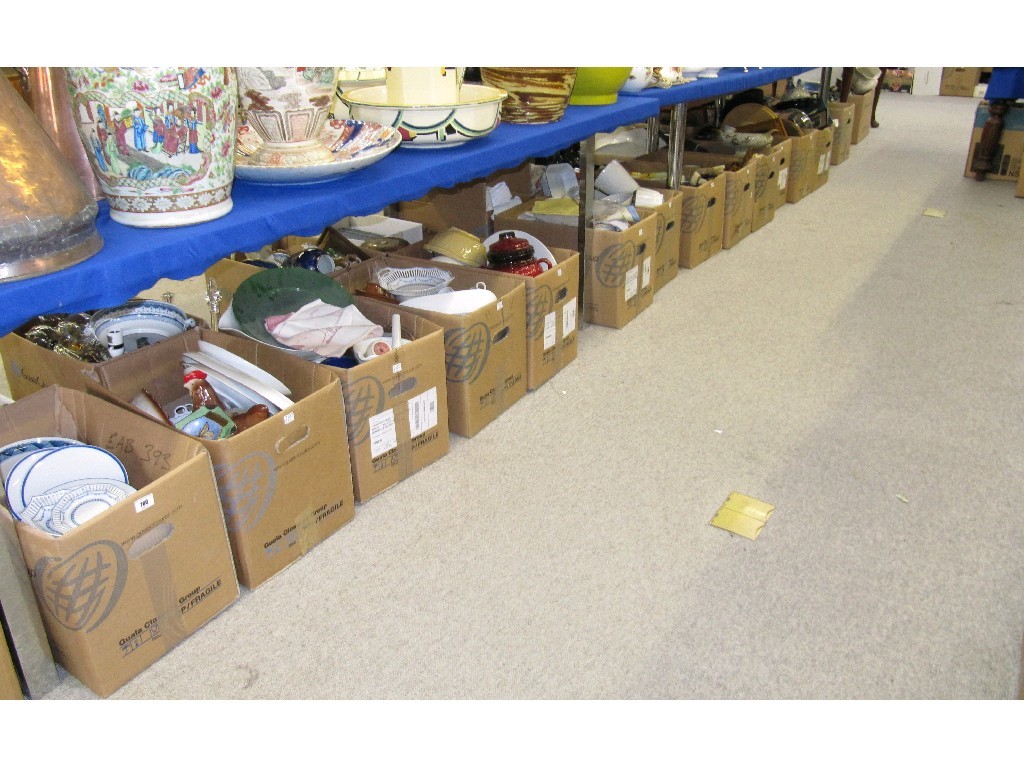 Appraisal: Lot comprising seventeen boxes of bric-a-brac to include quantity of