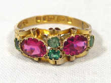 Appraisal: An antique hallmarked carat gold ring set with garnets and