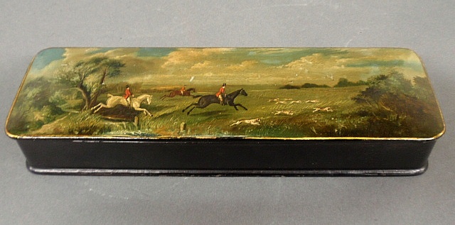 Appraisal: - Small rectangular English lacquered box late th c the