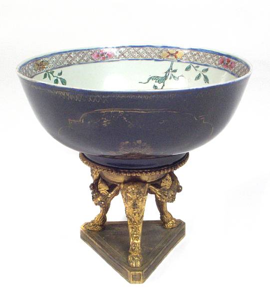 Appraisal: An Chinese porcelain export bowl on a gilt bronze base