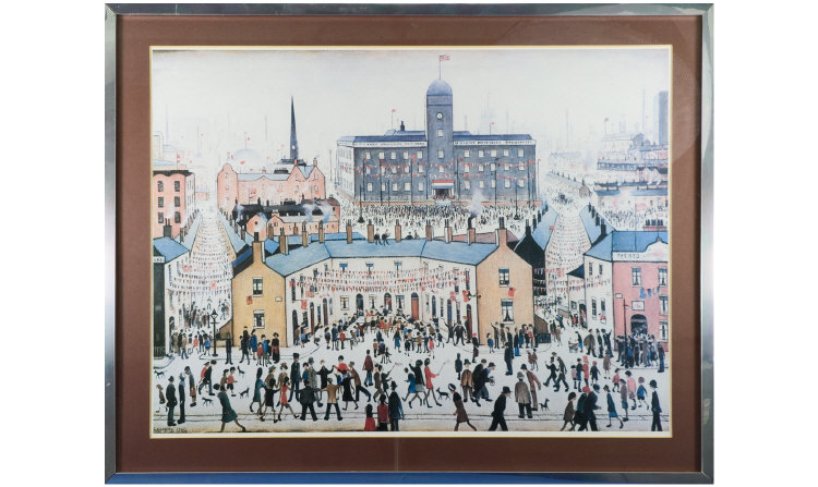 Appraisal: L S Lowry Print V E Day Celebrations by inches