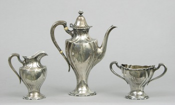 Appraisal: A Three-Piece Silver Coffee Set A three piece sterling silver