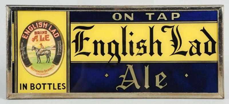 Appraisal: English Lad Ale Painted Reverse Glass Sign Several spots of