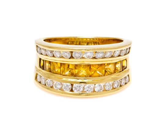 Appraisal: Sale Lot An Karat Yellow Gold Yellow Sapphire and Diamond