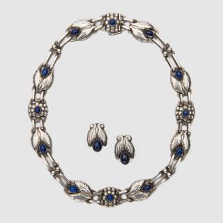 Appraisal: GEORG JENSEN Silver and Lapis Lazuli Suite GEORG JENSEN Silver