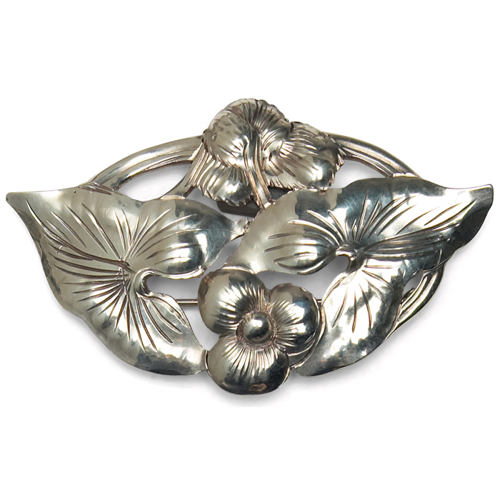 Appraisal: Kalo brooch hand wrought sterling silver with floral and leaf