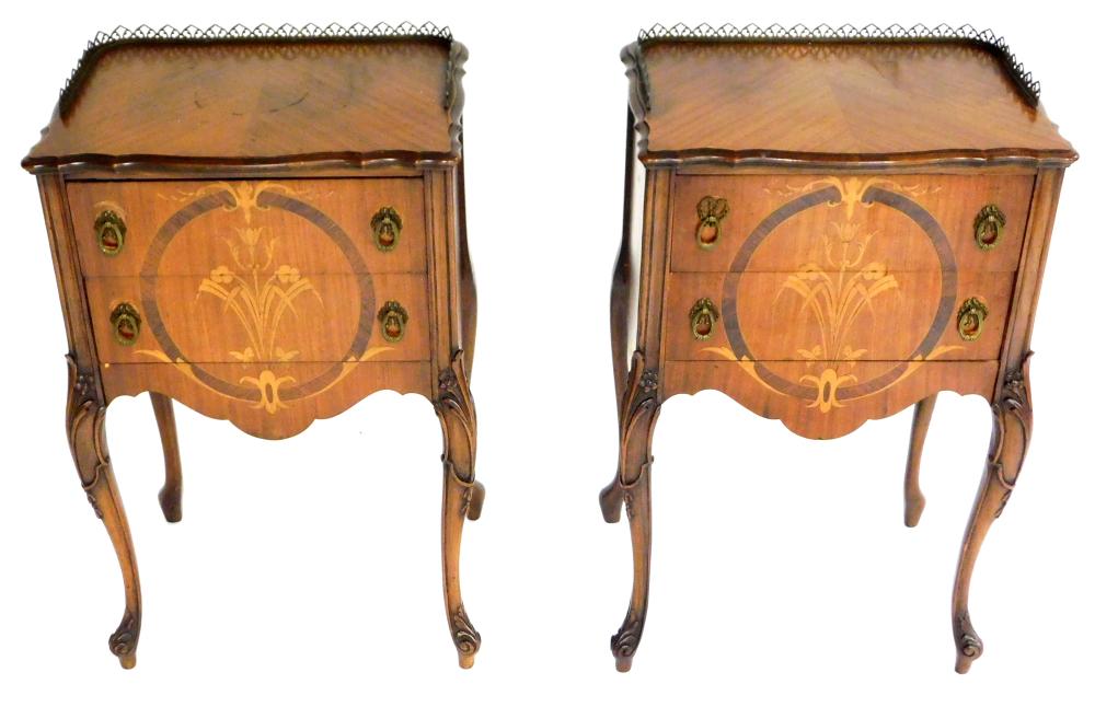 Appraisal: Pair of Continental two drawer stands with marquetry th C