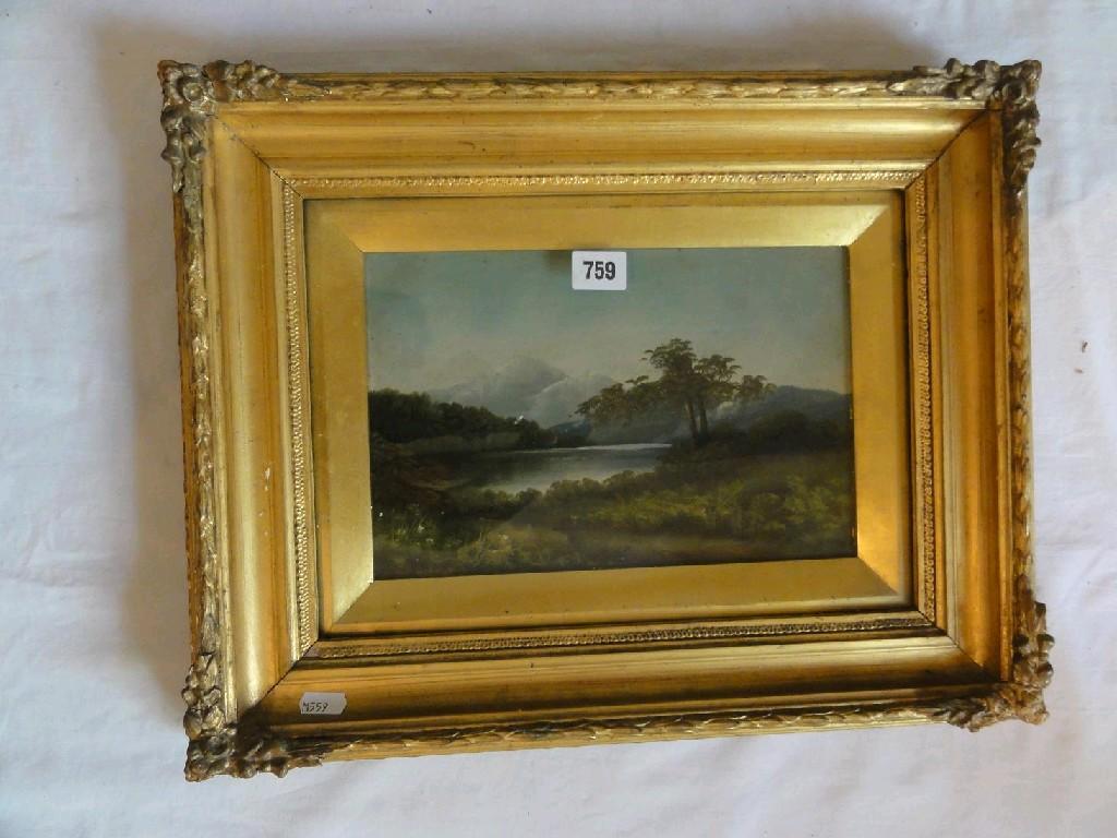 Appraisal: A late th century oil painting on board lakeland view