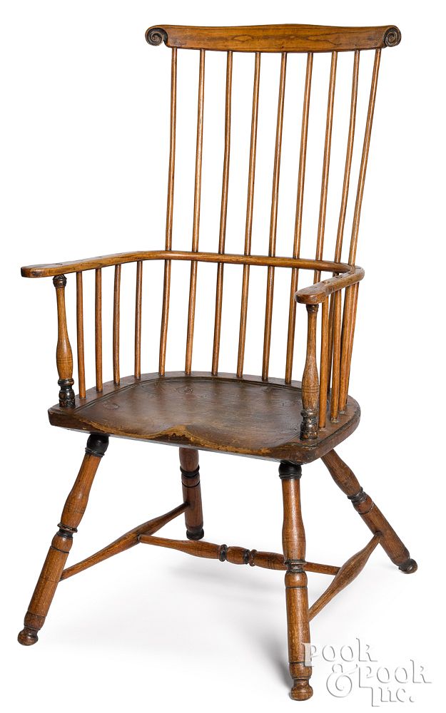 Appraisal: Philadelphia combback Windsor armchair Rare Philadelphia combback Windsor armchair ca