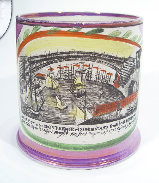 Appraisal: Early th Century Sunderland lustre tankard hand coloured and transfer