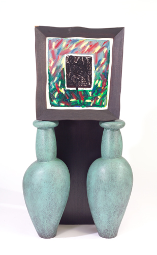 Appraisal: WENDELL CASTLE Urn Cabinet its single door with abstract polychrome