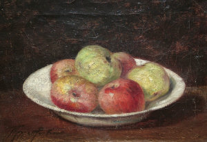 Appraisal: British School th th century- Apples oil on canvas signed