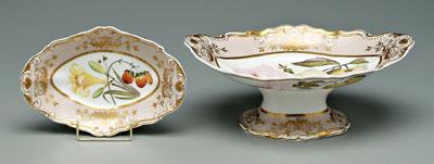 Appraisal: Two pieces Spode porcelain cartouche-shaped center bowl with conforming base