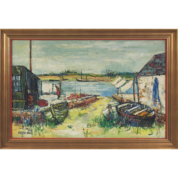 Appraisal: Yolande Ardissone French b ''Harbor Scene '' c oil on