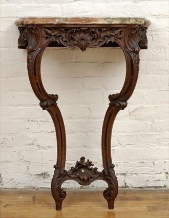 Appraisal: Louis XV-Style Carved Beechwood Marble-Top Console Table x x in