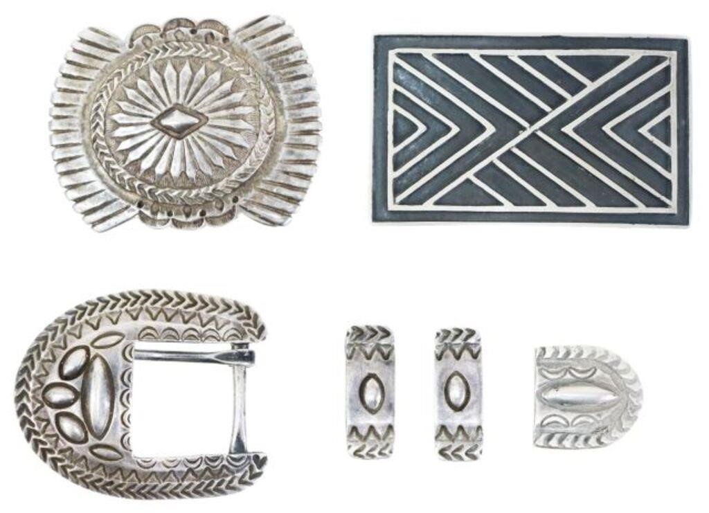 Appraisal: lot Southwest style silver buckles and set including concho form