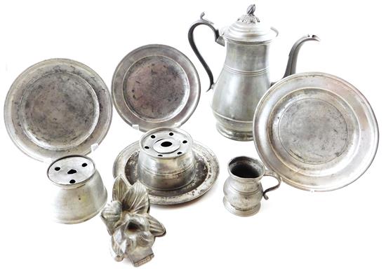 Appraisal: Pewter nine pieces including coffee pot hallmarked Boardman under lion