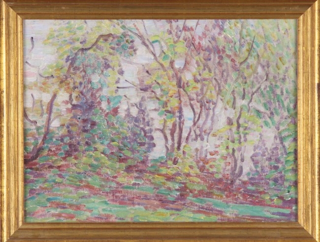 Appraisal: Woods oil on canvas board x estate stamp verso Artist