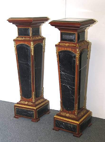 Appraisal: A pair of Neoclassical style gilt metal mounted inlaid mahogany