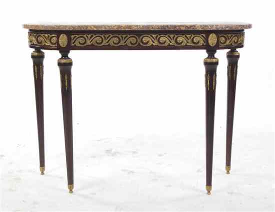 Appraisal: A Napoleon III Style Ebonized Gilt Metal Mounted Console Table