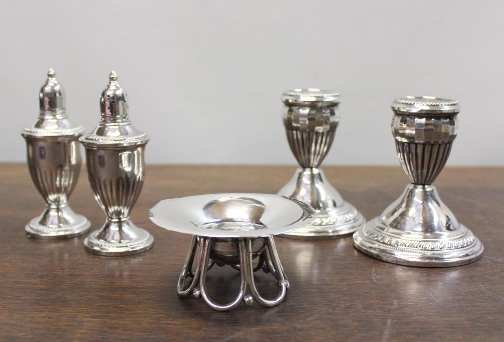 Appraisal: FIVE STERLING SILVER TABLEWARE ITEMS comprised of small William Spratling