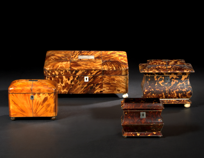 Appraisal: English Tortoiseshell Desk Box th century of rounded rectangular form