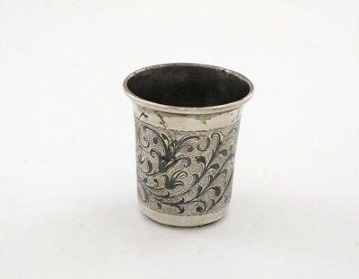 Appraisal: A th century Russian silver niello work beaker tapering circular