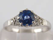 Appraisal: A white metal tests carat gold sapphire solitaire ring sapphire