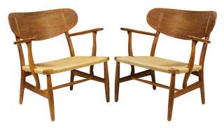 Appraisal: Pair of Hans Wegner CH- lounge chairs for Carl Hansen