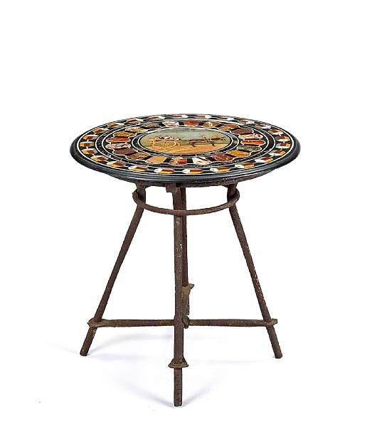 Appraisal: A Charles X pietra dura table top on later steel