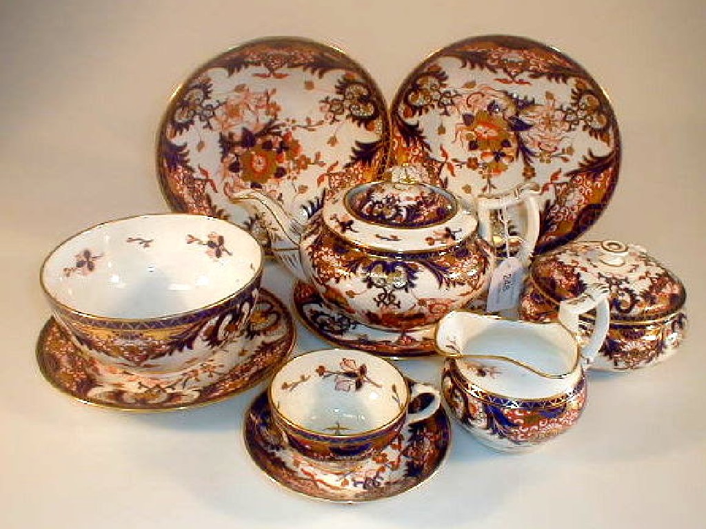 Appraisal: A Derby tea service decorated in the Imari palette and