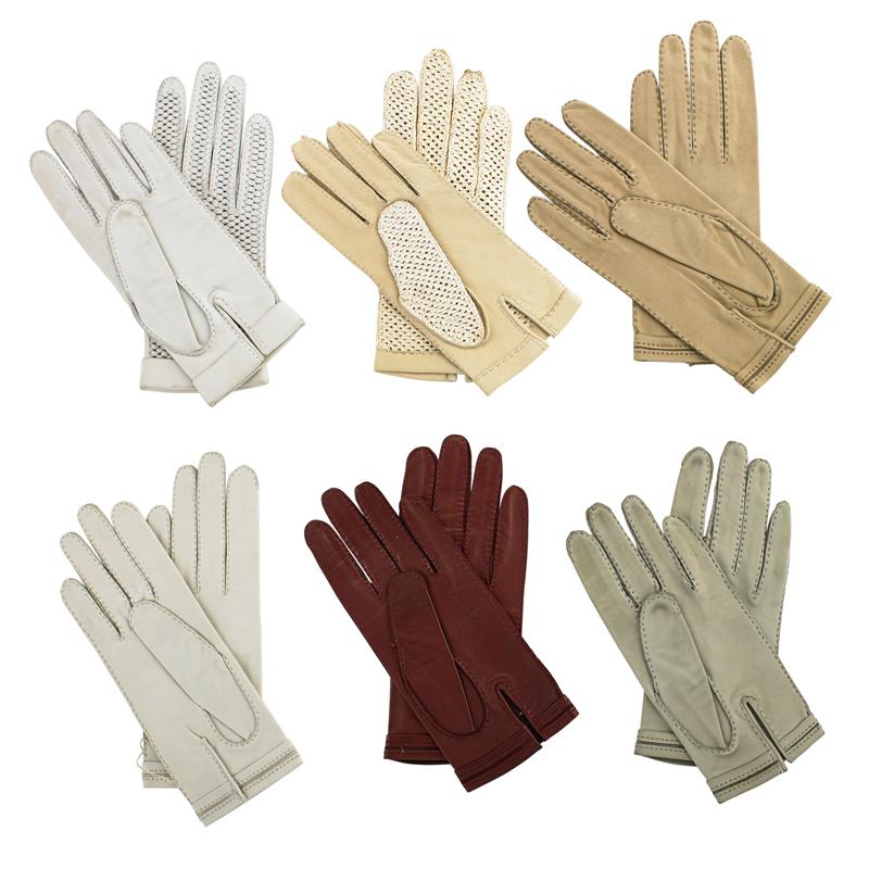 Appraisal: SIX PAIRS HERMES LADIES GLOVES Cream crochet with suite trim