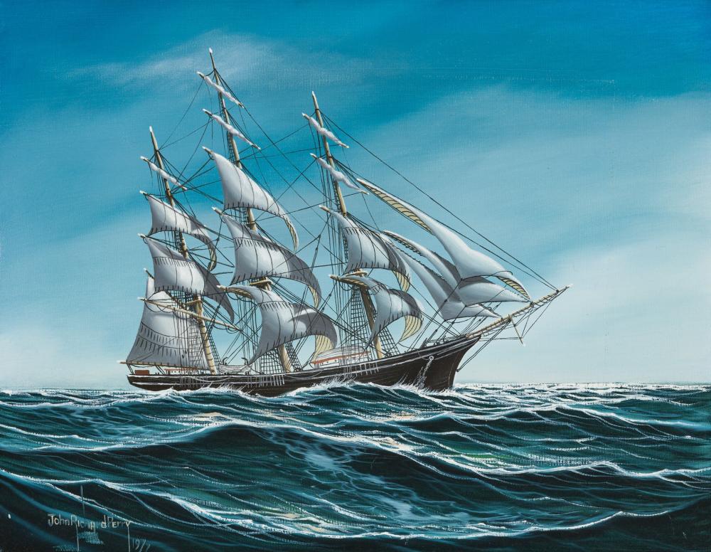 Appraisal: JOHN RICHARD PERRY American b Three Masted Schooner oil on